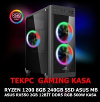 TEKPC P6 AM4 RYZEN 1200 8GB 240GB RX550 2GB 128BIT RGB 500W GAMING KASA - 1